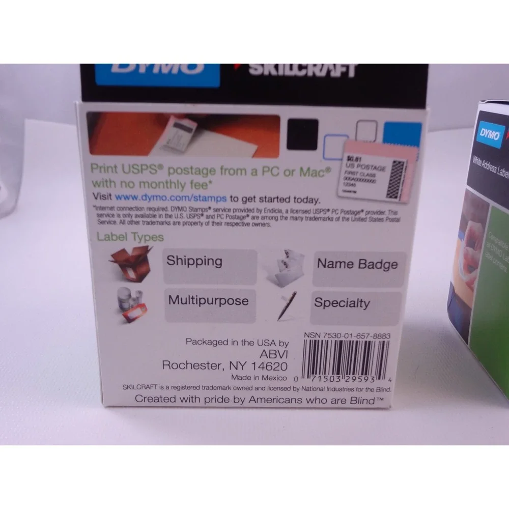 DYMO White Address Labels 2 Rolls of 350 #30252 NEW 1 1/8